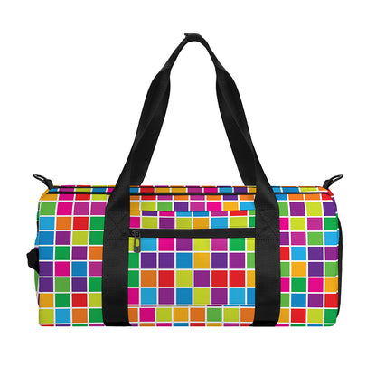 Rainbow Squares Pattern Print Gym Bag
