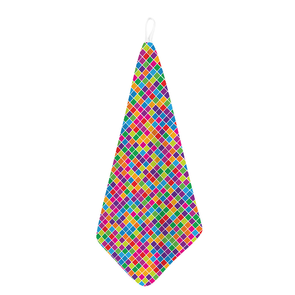 Rainbow Squares Pattern Print Hand Towel