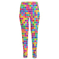 Rainbow Squares Pattern Print High-Waisted Pocket Leggings