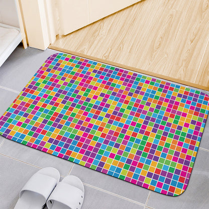 Rainbow Squares Pattern Print Indoor Door Mat