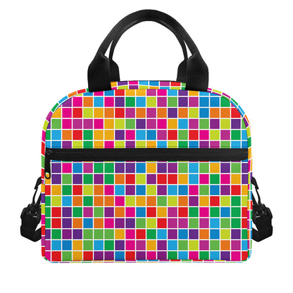 Rainbow Squares Pattern Print Insulated Lunch Bag