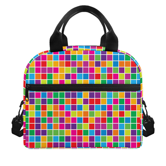 Rainbow Squares Pattern Print Insulated Lunch Bag