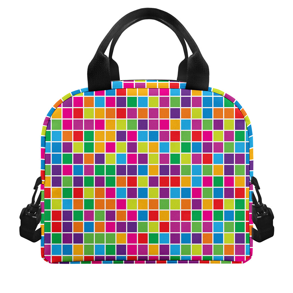 Rainbow Squares Pattern Print Insulated Lunch Bag