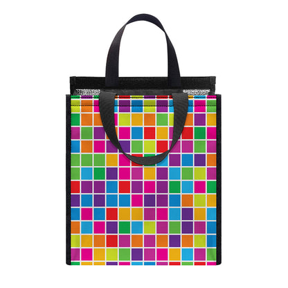 Rainbow Squares Pattern Print Insulated Lunch Tote