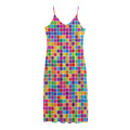 Rainbow Squares Pattern Print Jersey Midi Cami Dress