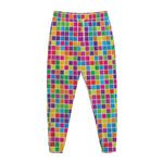 Rainbow Squares Pattern Print Jogger Pants