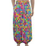 Rainbow Squares Pattern Print Lantern Pants