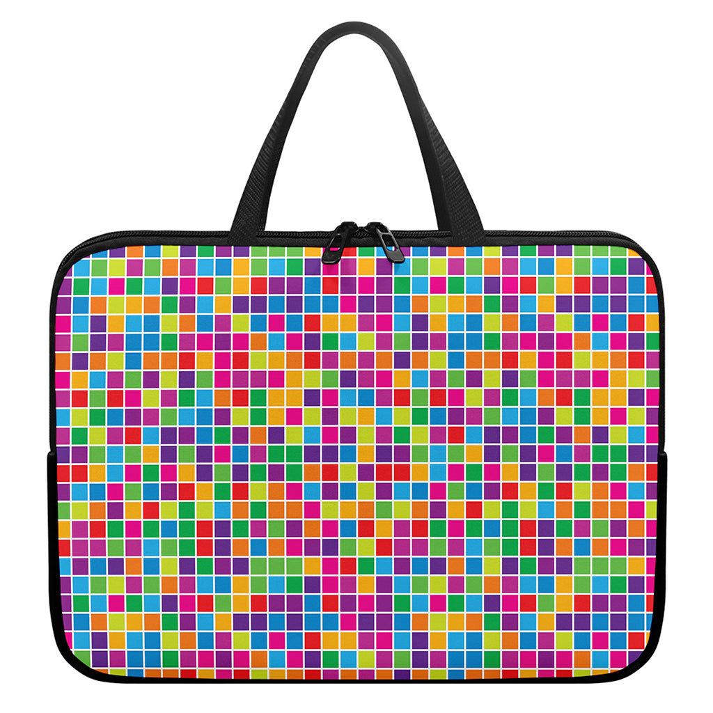 Rainbow Squares Pattern Print Laptop Sleeve With Handle