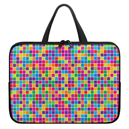 Rainbow Squares Pattern Print Laptop Sleeve With Handle