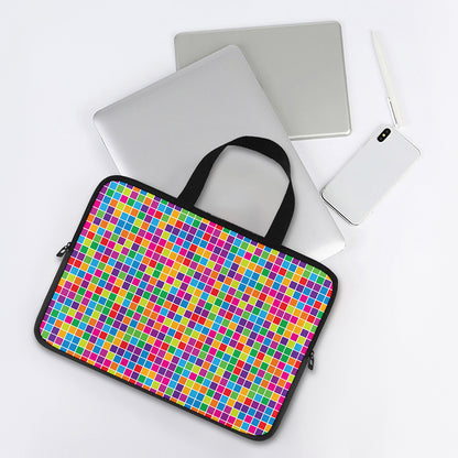 Rainbow Squares Pattern Print Laptop Sleeve With Handle