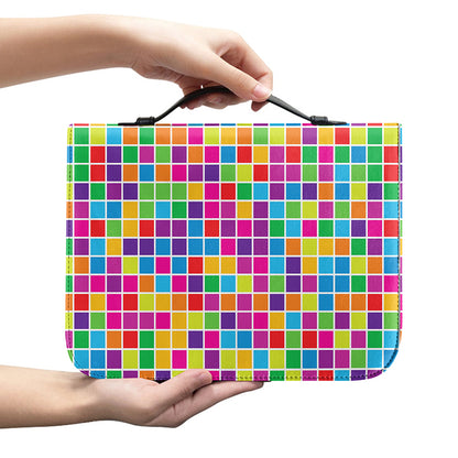 Rainbow Squares Pattern Print Leather Bible Cover