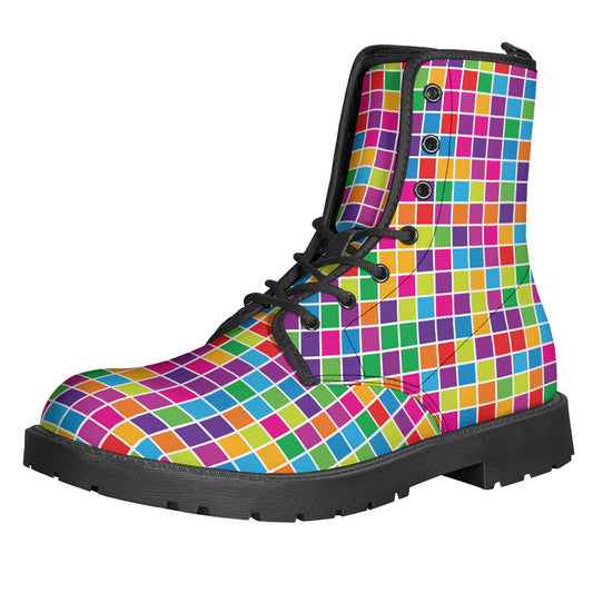 Rainbow Squares Pattern Print Backpack