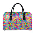 Rainbow Squares Pattern Print Leather Duffel Bag