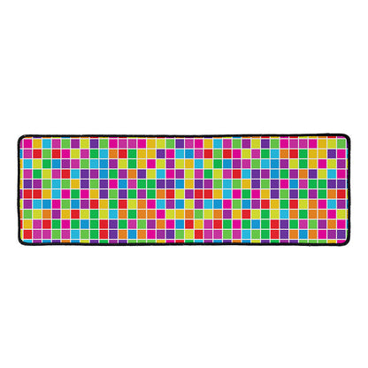 Rainbow Squares Pattern Print Long Kitchen Mat