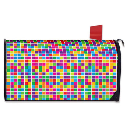 Rainbow Squares Pattern Print Mailbox Cover