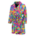 Rainbow Squares Pattern Print Men's Bathrobe