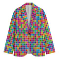 Rainbow Squares Pattern Print Men's Blazer