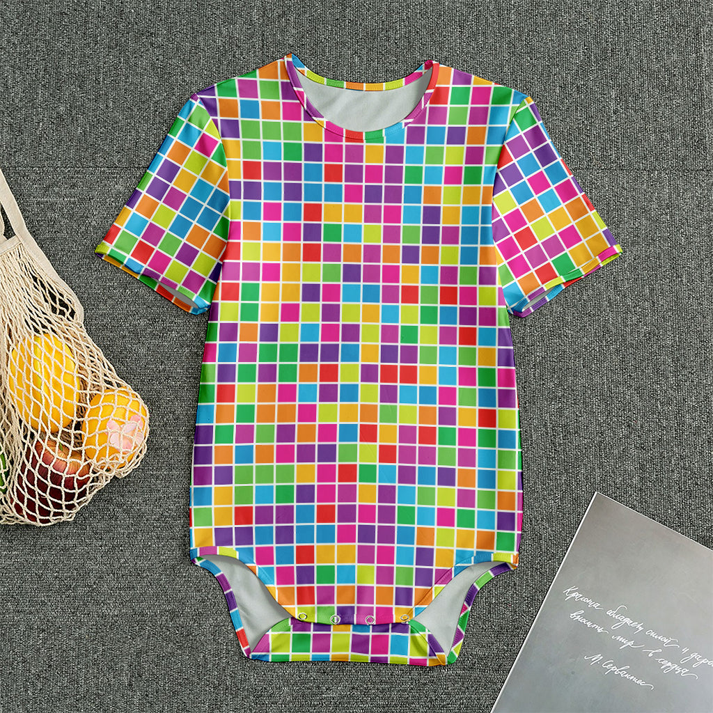 Rainbow Squares Pattern Print Men's Bodysuit