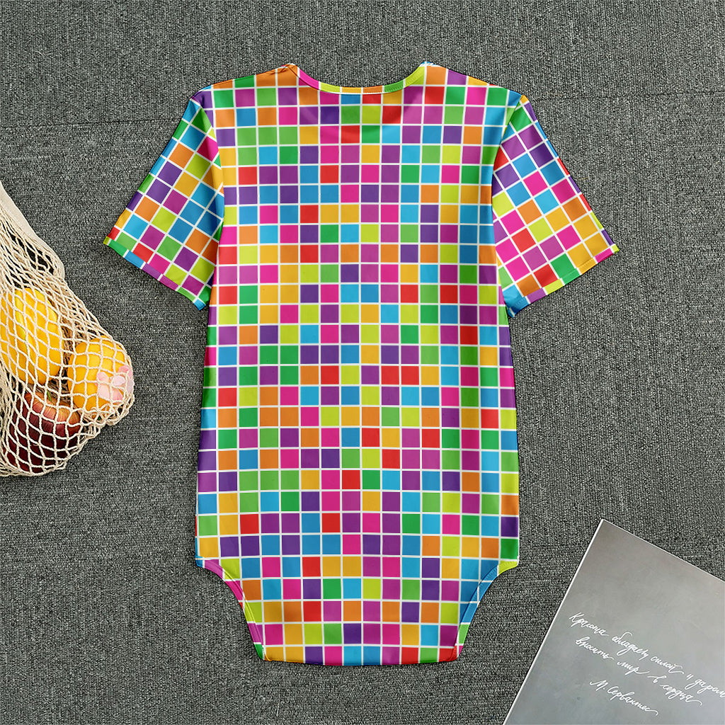 Rainbow Squares Pattern Print Men's Bodysuit
