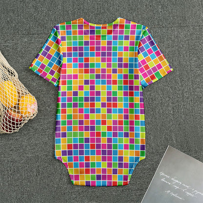 Rainbow Squares Pattern Print Men's Bodysuit
