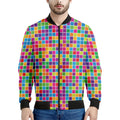 Rainbow Squares Pattern Print Men's Bomber Jacket