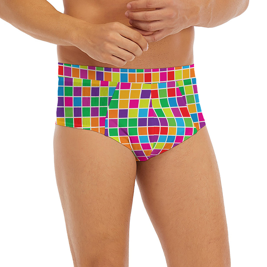 Rainbow Squares Pattern Print Men's Briefs