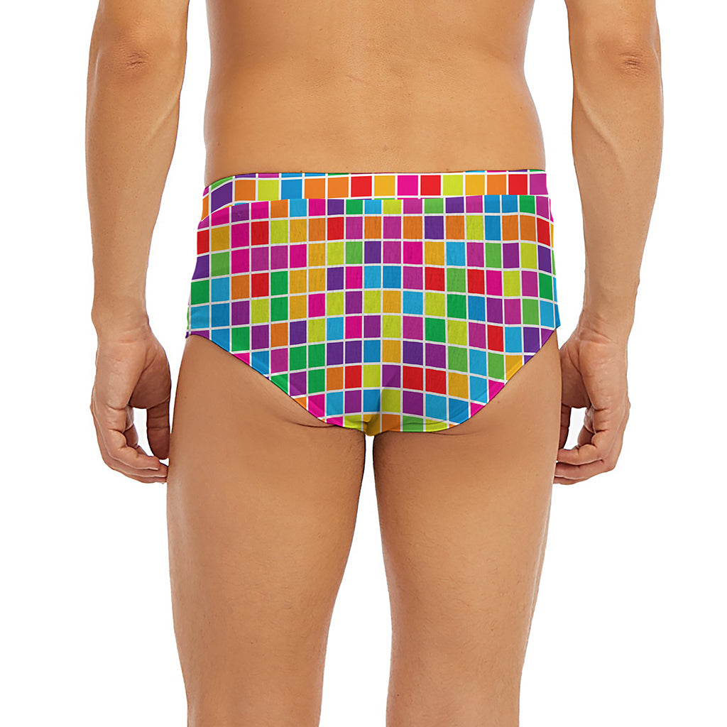 Rainbow Squares Pattern Print Men's Briefs