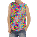 Rainbow Squares Pattern Print Men's Fitness Tank Top