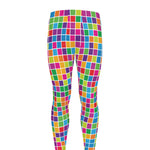 Rainbow Squares Pattern Print Men's leggings