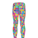Rainbow Squares Pattern Print Men's leggings