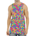 Rainbow Squares Pattern Print Men's Muscle Tank Top