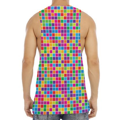 Rainbow Squares Pattern Print Men's Muscle Tank Top