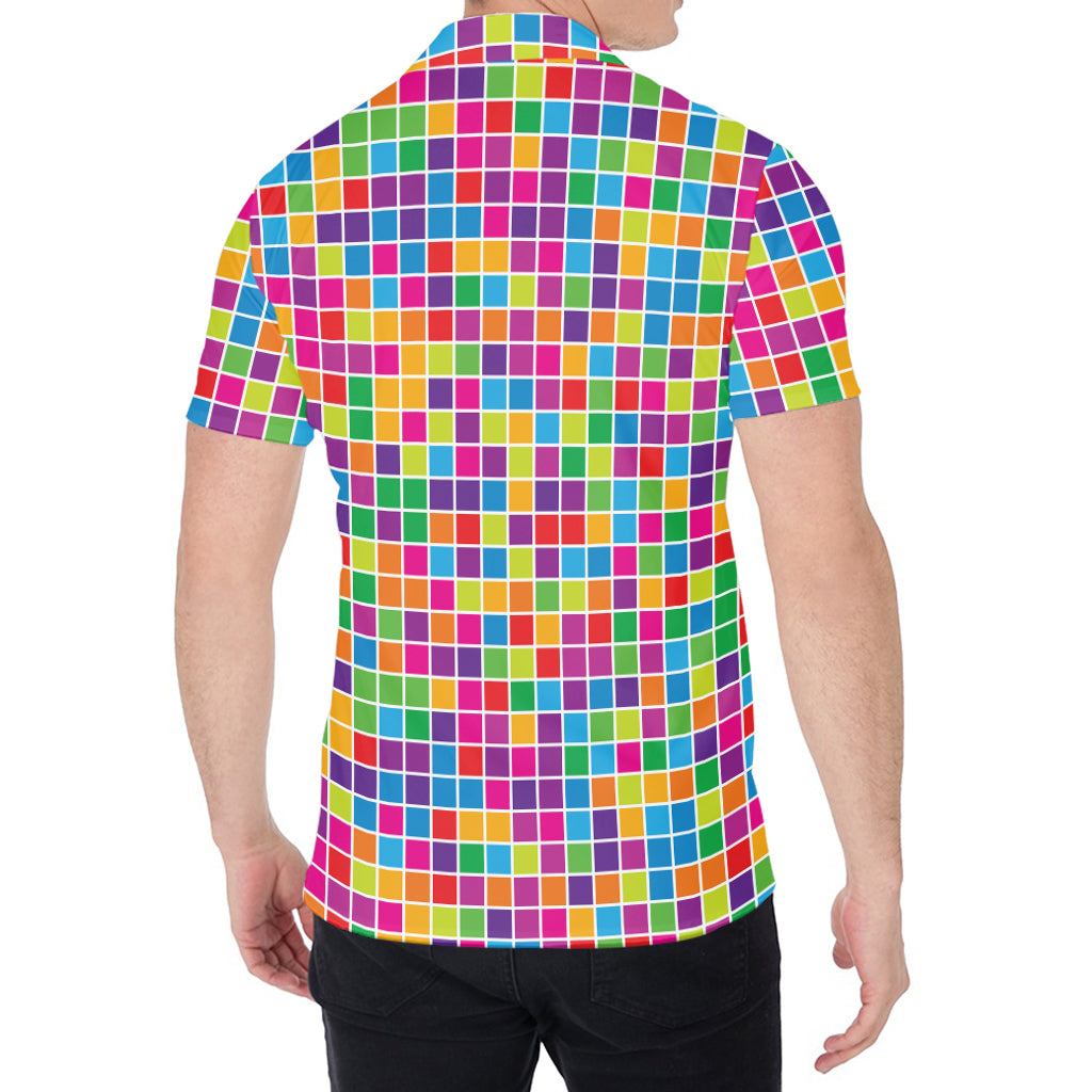 Rainbow Squares Pattern Print Men's Shirt