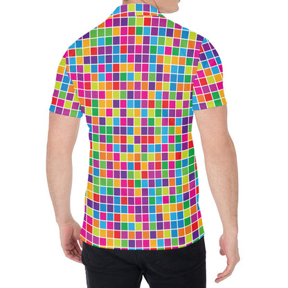 Rainbow Squares Pattern Print Men's Shirt