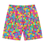 Rainbow Squares Pattern Print Men's Swim Trunks