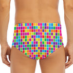 Rainbow Squares Pattern Print Men's Triangle Swim Briefs