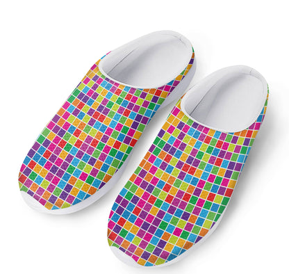 Rainbow Squares Pattern Print Mesh Casual Shoes