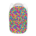 Rainbow Squares Pattern Print Mesh Laundry Hamper