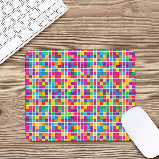 Rainbow Squares Pattern Print Mouse Pad