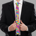 Rainbow Squares Pattern Print Necktie