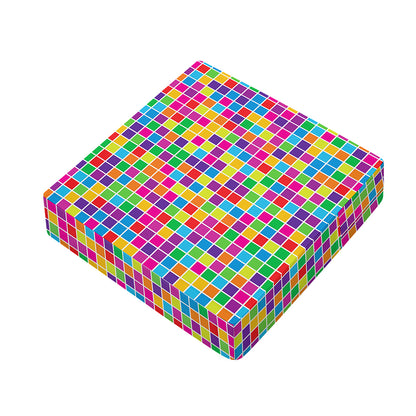 Rainbow Squares Pattern Print Outdoor Seat Cushion Cover