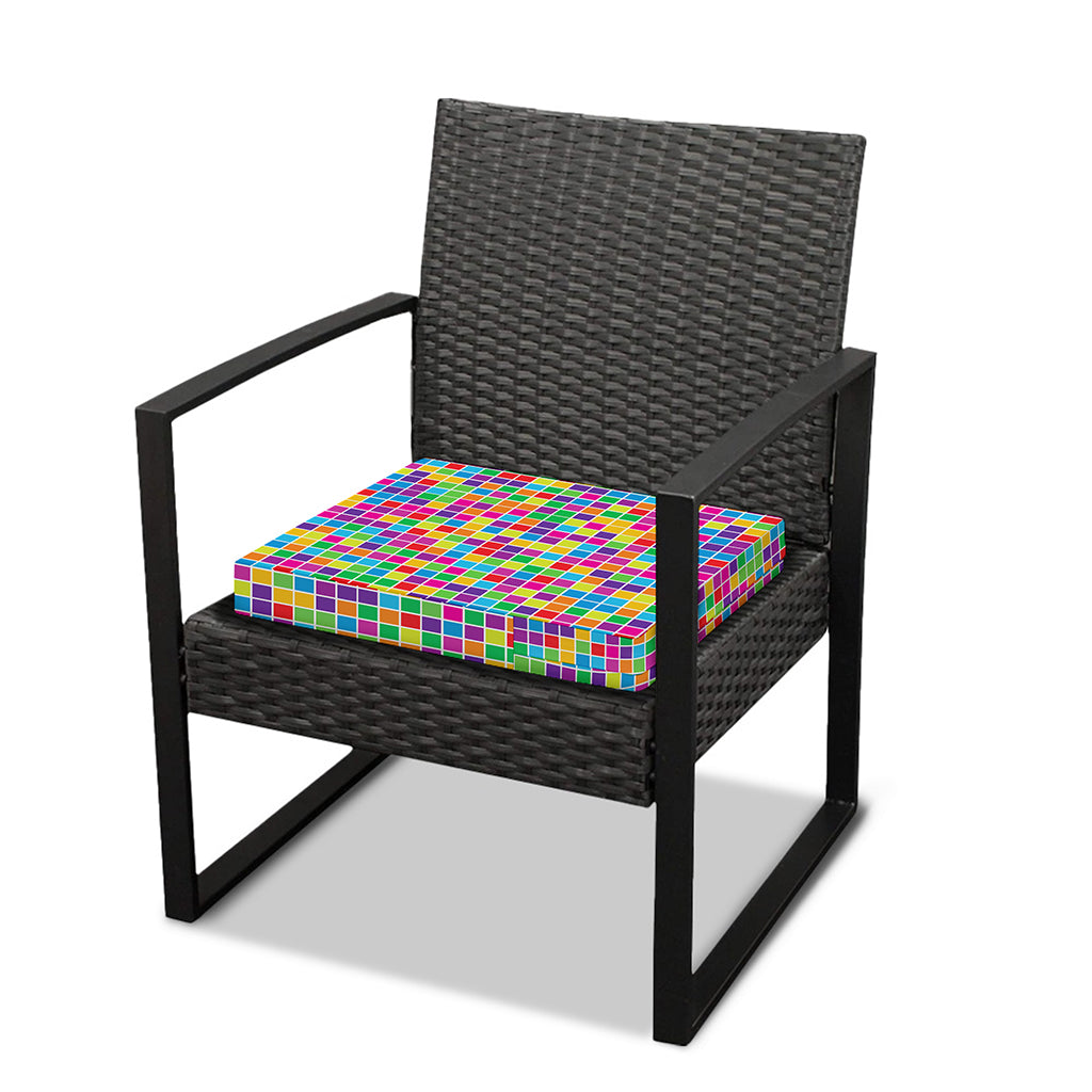 Rainbow Squares Pattern Print Outdoor Seat Cushion Cover