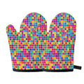 Rainbow Squares Pattern Print Oven Mitts
