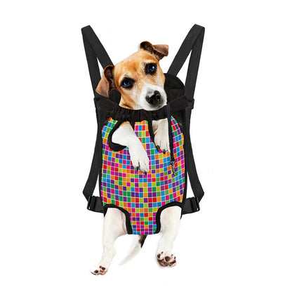 Rainbow Squares Pattern Print Pet Carrier Backpack
