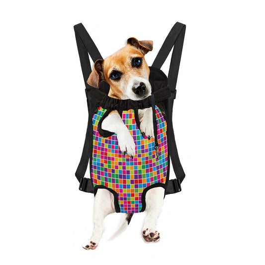 Rainbow Squares Pattern Print Pet Carrier Backpack
