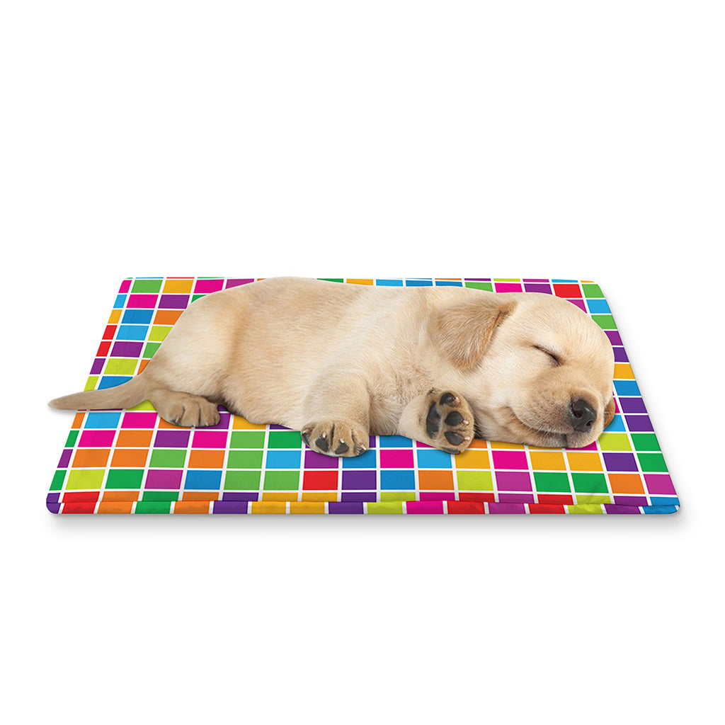 Rainbow Squares Pattern Print Pet Cooling Mat Cover