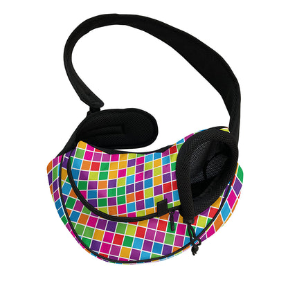 Rainbow Squares Pattern Print Pet Sling Carrier
