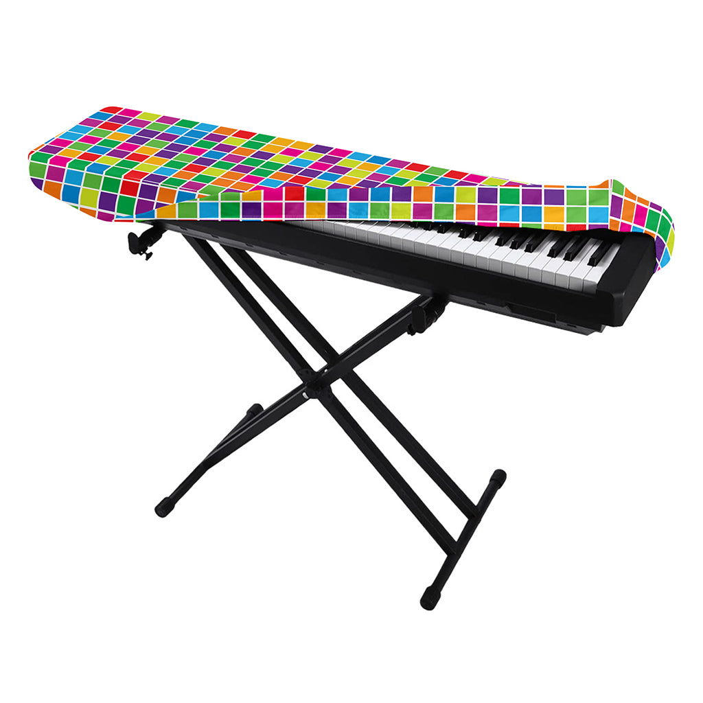 Rainbow Squares Pattern Print Piano Keyboard Cover