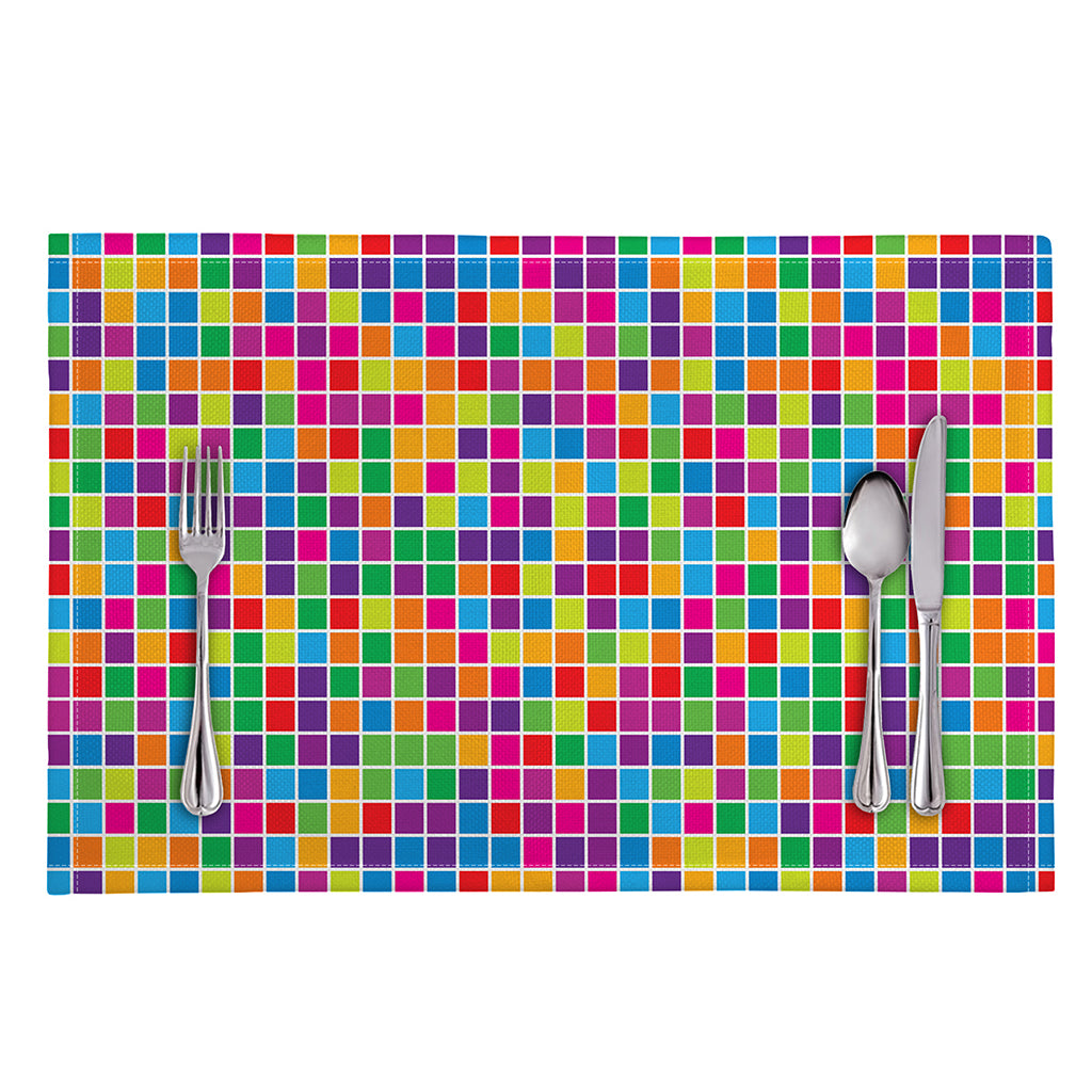 Rainbow Squares Pattern Print Placemat