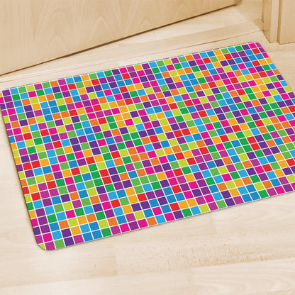 Rainbow Squares Pattern Print Polyester Doormat